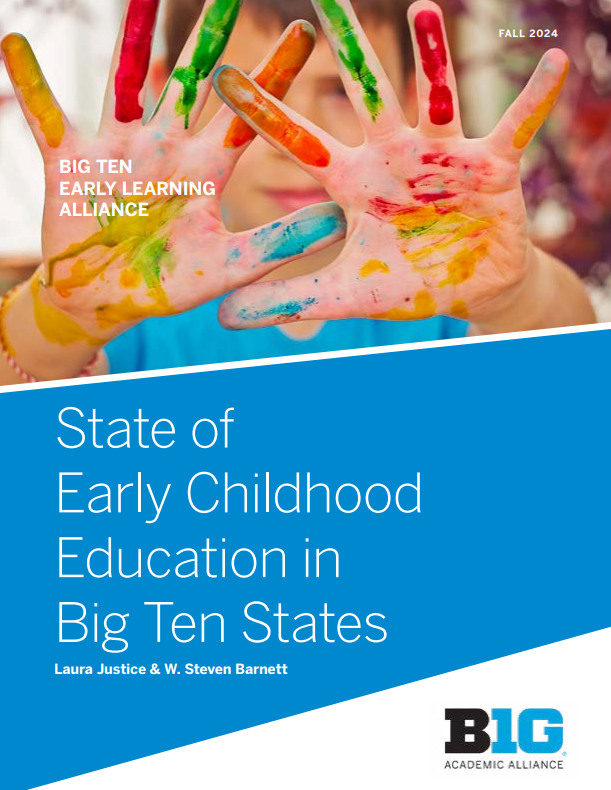 The cover of the PDF version of the Big Ten Early Learning Alliance brief "State of Early Childhood Education in Big Ten States" 